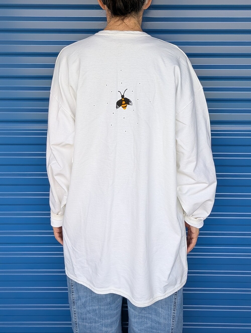 1990's HAND-PAINTED BEE CARDIGAN sweatshirt jacket M - Picture 10 of 14